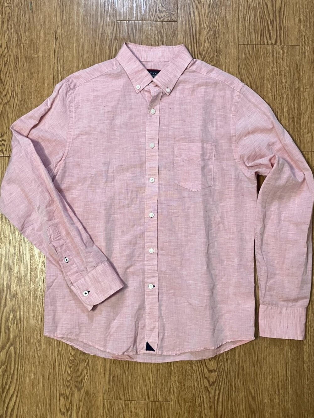 UNTUCKit Shirt Mens Medium Slim Fit Pink Cotton Linen Button Down Long Sleeve